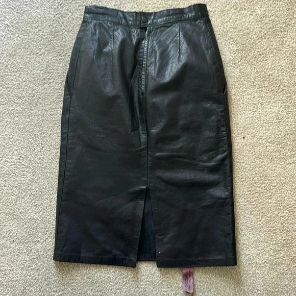 Vintage J. Percy for Marvin Richards 80s leather pencil skirt 34 - Picture 1 of 4